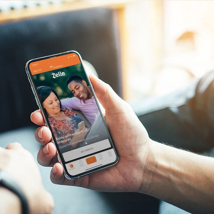 zelle on a mobile phone screen